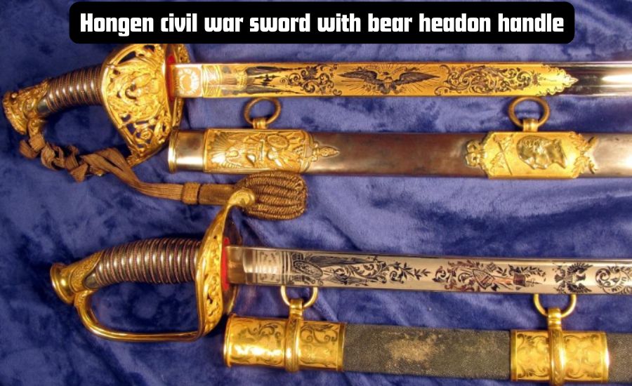 hongen civil war sword with bear headon handle