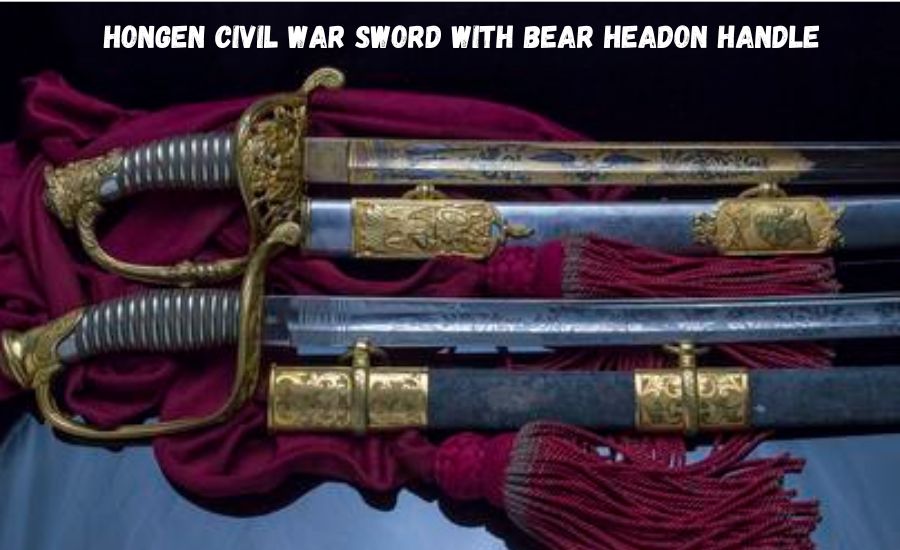 hongen civil war sword with bear headon handle